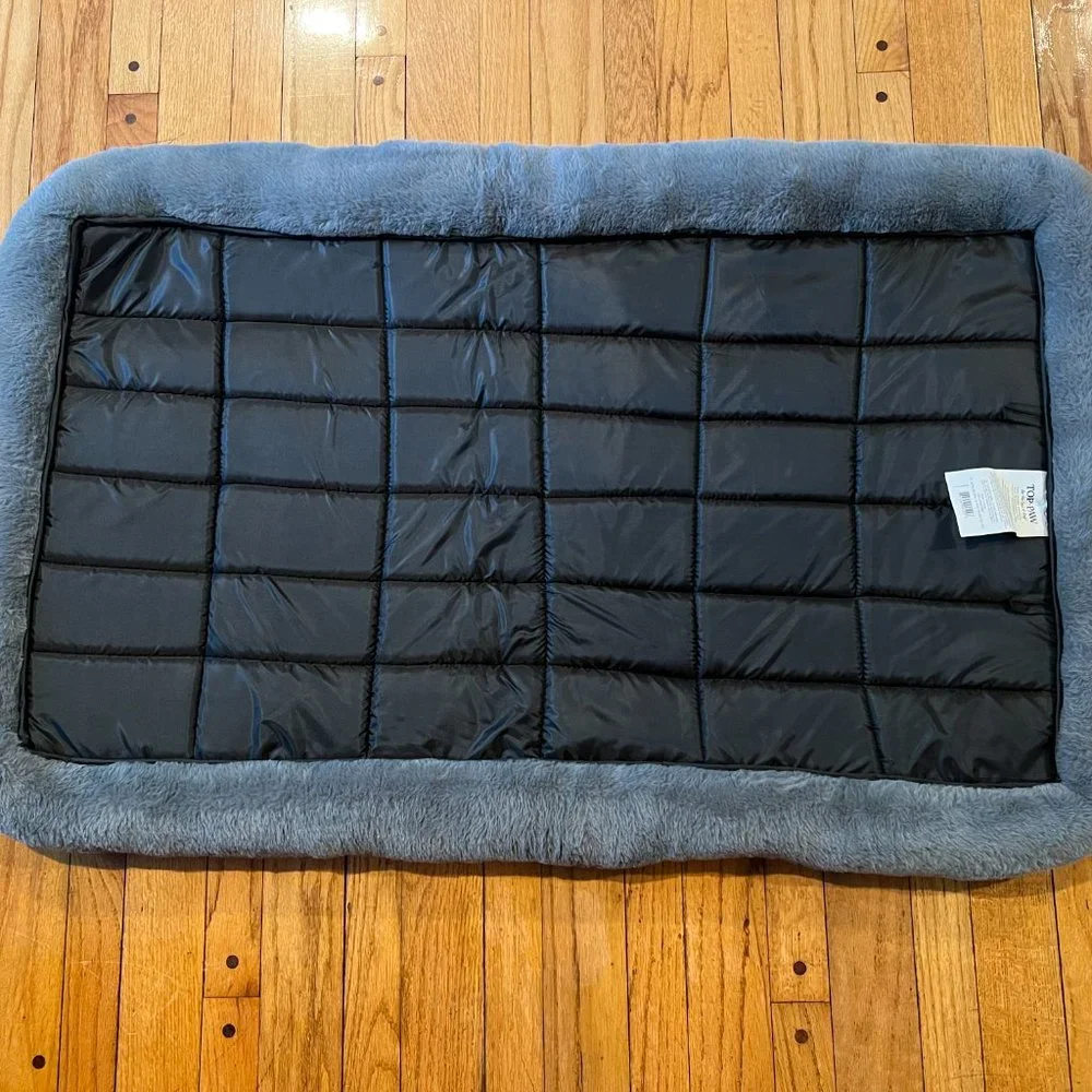 NWT Top Paw Large Grey Cozy Plush Pet Dog Bed Mat - Fits 48